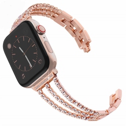 WORRYFREE GADGETS Wfg Dressy Bling Band for Apple Watch - 38/40/41MM - Rose In Gold