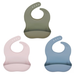 BEBCARE Pershe Silicone Baby Feeding Bibs, 3-Pack