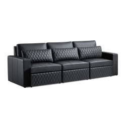 VALENCIA Pisa Leather Lounge Sectional Sofa 3 Seats In Black