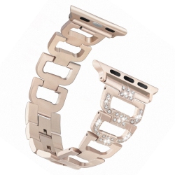 WORRYFREE GADGETS Wfg Dressy D-Links Metal Band for Apple Watch - 38/40/41MM - Vintage In Gold