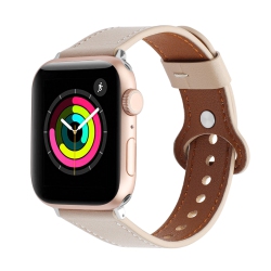 WORRYFREE GADGETS Wfg Leather Band for Apple Watch -38/40/41MM -Apricot In Multicolor
