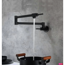 MAX FAUCETS | Pot Filler Faucet Double Handle Commercial Wall Mounted 26" With Accessories Matte Finish In Black