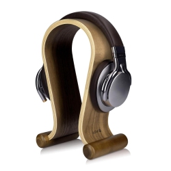 HLD Wooden Omega Headphone Stand - Universal Headset Wood Hanger - Holder for Gaming Headsets Dj Studio Headphones & Earphone Display - Walnut
