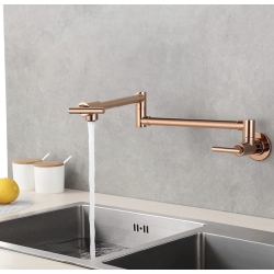 MAX FAUCETS | Pot Filler Faucet Double Handle Commercial Wall Mounted 26" With Accessories Rose Finish In Gold