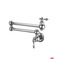 MAX FAUCETS | Pot Filler Faucet Double Handle Traditional Wall Mounted With Accessories 22" Chrome Finish