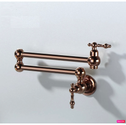MAX FAUCETS | Pot Filler Faucet Double Handle Traditional Wall Mounted With Accessories 22" Rose Finish In Gold