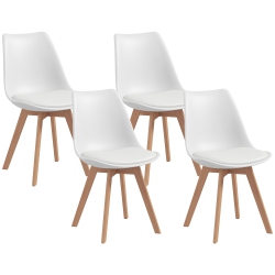 HOMCOM Dining Chairs Set Of 4, Modern Kitchen Chairs With Pu Leather Cushion And Wood Base, Upholstered Accent Chairs for Living Room And Dining Room