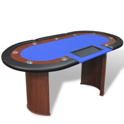 VIDAXL 10-Player Poker Table With Dealer Area And Chip Tray In Blue