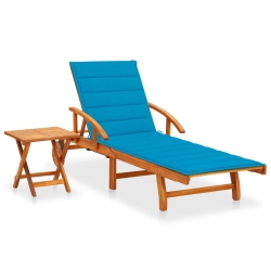 VIDAXL Garden Sun Lounger With Table And Cushion Solid Acacia Wood
