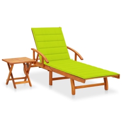 VIDAXL Garden Sun Lounger With Table And Cushion Solid Acacia Wood