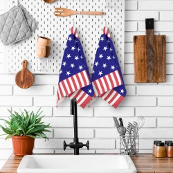 NORTHLIGHT Americana Stars And Stripes Kitchen Tea Towels - 26" - And Blue - Set Of 2 In Red