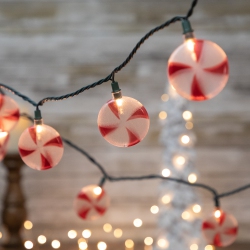 NORTHLIGHT Peppermint Candies Christmas Lights - 6Ft Wire - 10Ct In Green