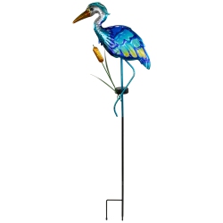 NORTHLIGHT Solar Lighted Heron Outdoor Garden Stake - 37" In Blue