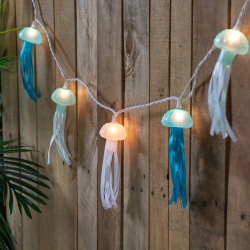 NORTHLIGHT Jellyfish Patio Light Set - And White - 6' White Wire - 10Ct In Blue