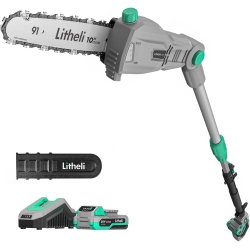LITHELI Cordless Pole Saw 10-Inch, 20V Battery-Powered Pole Saws for Tree Trimming, With 2.0Ah Battery & Charger