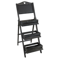 SUNNYDAZE DECOR Sunnydaze Country Heart Ladder Plant Stand With Chalkboard - In Black