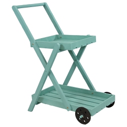 SUNNYDAZE DECOR Sunnydaze 2-Tier Fir Wheeled Planter Stand - Robin Egg In Blue