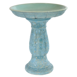 SUNNYDAZE DECOR Sunnydaze Avignon Lava Finish Ceramic Bird Bath - 18.75" H In Blue