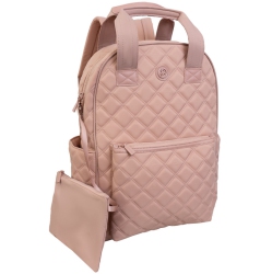 JOAN & DAVID 18 Inch Diamond Quilted Puffer Nylon Workbook Backpack With Padded Laptop Sleeve