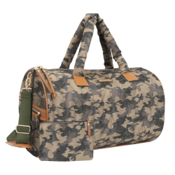 JOAN & DAVID 21 Inch Camo Nylon Chevron Quilted Roll Duffle Bag