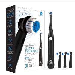 PURSONIC USB Rechargeable Rotary Toothbrush - In Black
