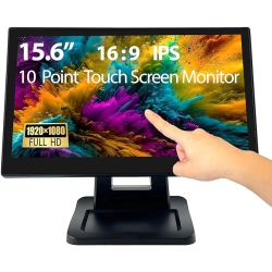ANGEL POS Angel Canada 15.6 Inch 1920 X 1080 Fhd Ips Touchscreen Pos Monitor Metal Housing, 10 Points Touch HDMI VGA, Waterproof Dustproof Screen