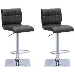 CORLIVING Contemporary Adjustable Height Barstool - Set Of 2 - In Black