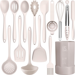 AOTHOD Silicone Cooking Utensils Set - 446°F Heat Resistant Kitchen, Turner Tongs, Spatula, Spoon, Brush, Whisk, Kitchen Ustensil Tools Set For