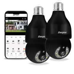 ENERGIZER CONNECT Energizer Auto Tracking Smart Light Bulb E26 Socket 2K Security Camera (2-Pack)
