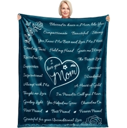 GENER "daughter's Heartfelt Mother's Day Gift: 'i Love You Mom' Blanket - Perfect Mom Birthday Or Anniversary Present, Throw Blanket 65" × 50