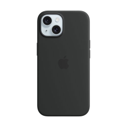 APPLE Refurbished (Good) Silicone Fitted Soft Shell Case With Magsafe for Iphone 15 - Oem Part Mt0J3Zm/a In Black