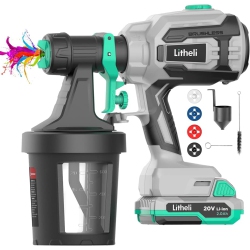 LITHELI Hvlp Paint Sprayer \w Brushless Motor, 20V Paint Sprayers for Home Interior And Exterior, Cordless Paint Gun for Car, Deck, Furniture, \w