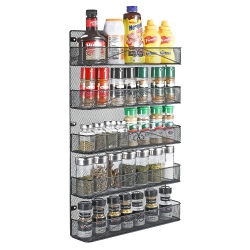 TOYTEXX 5-Tier Spice Rack Organizer, Hanging Wall Mount Spice Organizer for Cabinet, Pantry Door