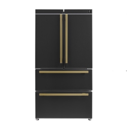 FORNO Espresso Moena 36-Inch French Door Refrigerator In Black, 19.2 Cu.ft With Ice Maker
