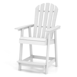 GYMAX Tall Bar Stool HDpe Chair W/ Armrest Footrest Home Indoor Outdoor Patio In White