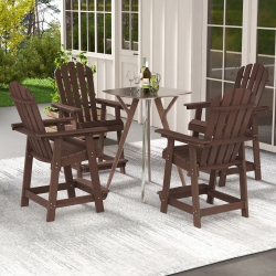 GYMAX 4PCs Bar Stool HDpe Chair W/ Armrest Footrest Home Indoor Outdoor Patio In Brown