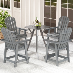 GYMAX 4PCs Bar Stool HDpe Chair W/ Armrest Footrest Home Indoor Outdoor Patio In Gray