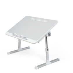 SHOPPINGALL Foldable Laptop Bed Table – Adjustable Portable Lap Desk With Tablet Slot And Drawer - Sa-Ldb24 (Silver)