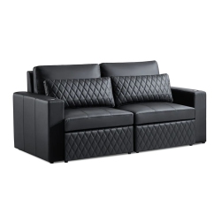 VALENCIA Pisa Leather Lounge Sectional Sofa Loveseat In Black
