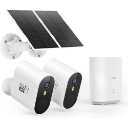 AOSU C7P-2H 3Mp 2PCs Solar-Powered Dual Band Wi-Fi Cameras With Spotlight, 166° Wide-Angle Lens Ai, 2-Way Audio Function And 32GB Local Storage Box