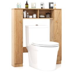 COSTWAY Over The Toilet Storage Cabinet Double Door Bathroom Toilet Storage Organizer
