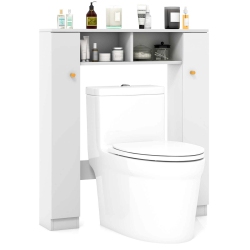 COSTWAY Over The Toilet Storage Cabinet Double Door Bathroom Toilet Storage Organizer