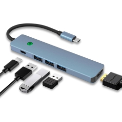 NONE USB 3.0 C Hub, 6 In 1 Multiport Adapter to 4K HDMI \w 87W Output Pd Fast Charging&data Transfer, Type C Port USB 3.0 Dock for Ipad, Iphone, 15Mac