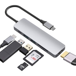 NONE USB C Hub, 6 In 1 Multiport USB-C Adapter \w 4K HDMI/USB 3.0/USB 2.0/sd/tf Card Reader/USB-C Pd, Charging Port Compatible \w