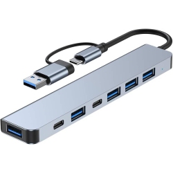 NONE USB C Hub, 7 In 1 USB Splitter Multiport Adapter Type C Dock, Multiple USB-Hub Compatible for Laptop, Computer, Macbook, Imac, Ipad