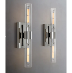 ZOLEE Openbox- Nickel Luxury Brass Glass Lighting Pole (Including Bulb) (Set Of 2)