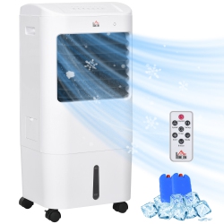 HOMCOM 31" Portable Evaporative Air Cooler, 3-In-1 Ice Cooling Fan, Swamp Cooler And Humidifier \w Remote, Timer, Led Display, 60° Oscillating, 4