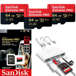 TUTT 3 Sandisk Extreme Pro® 64GB Micro Sd Card | Speed 200Mb/s Read | 90Mb/s Write | Extreme Performance Sandisk Quickflow Technology | 5-In-1