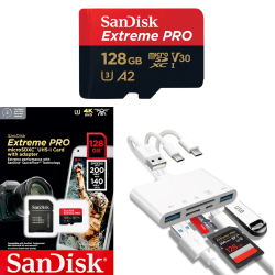 TUTT Sandisk Extreme Pro® 128GB Micro Sd Card | Speed: 200Mb/s Read | 140Mb/s Write | Extreme Performance Sandisk Quickflow Technology | 5-In-1