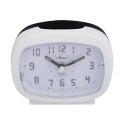 ASPEN Battery Powered Oval Analog Bedside Alarm Clock With Snooze & Led Backlight, Silent Sweep, Easy-To-Read Dial In Blue